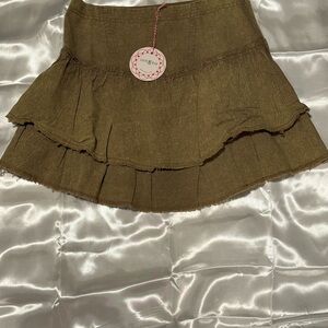 NWT! Umgee Khaki Layered Mini Skirt